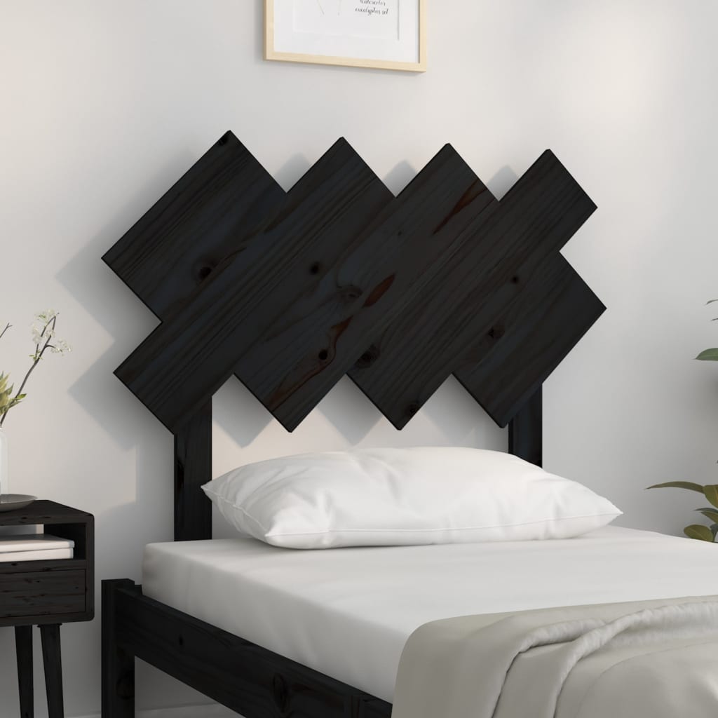 vidaXL Cabeceira de cama 92x3x81 cm pinho maciço preto