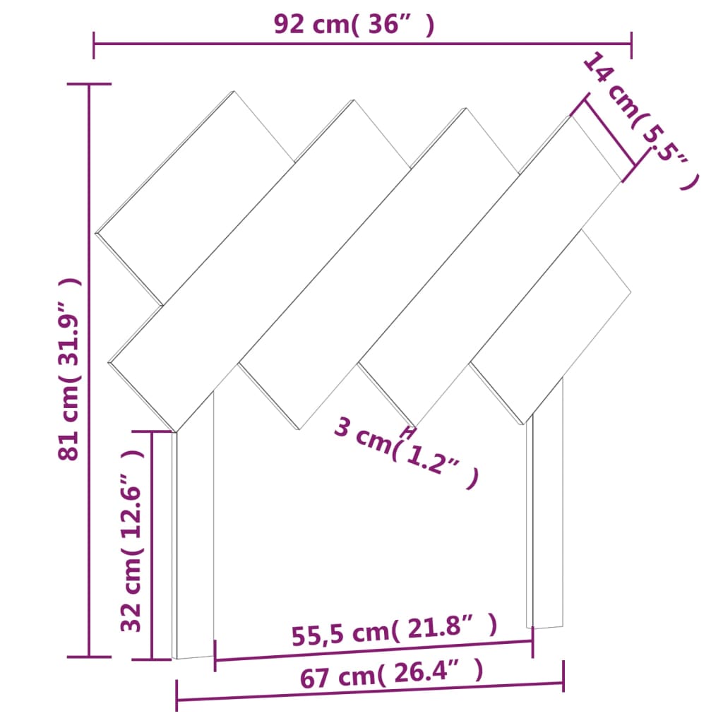 vidaXL Cabeceira de cama 92x3x81 cm pinho maciço preto