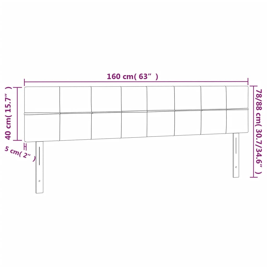 vidaXL Cabeceira de cama 2 pcs tecido 80x5x78/88 cm cinzento-claro