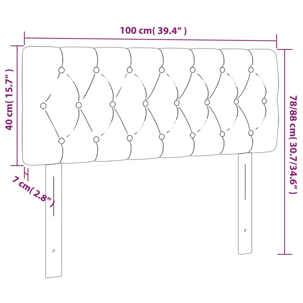 vidaXL Cabeceira de cama veludo 100x7x78/88 cm rosa