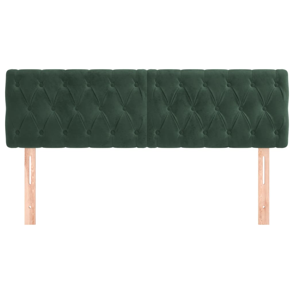 vidaXL Cabeceira de cama 2 pcs veludo 72x7x78/88 cm verde-escuro