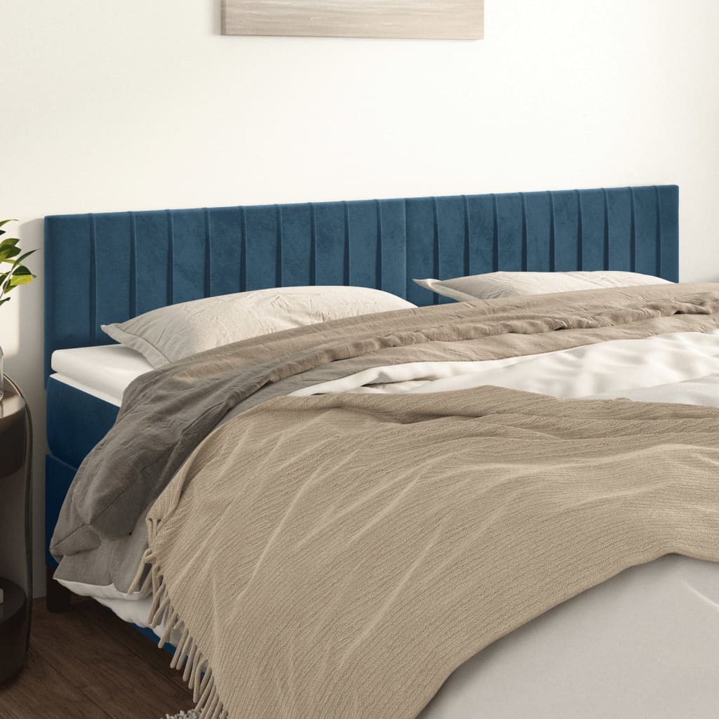 vidaXL Cabeceira de cama 2 pcs veludo 80x5x78/88 cm azul-escuro