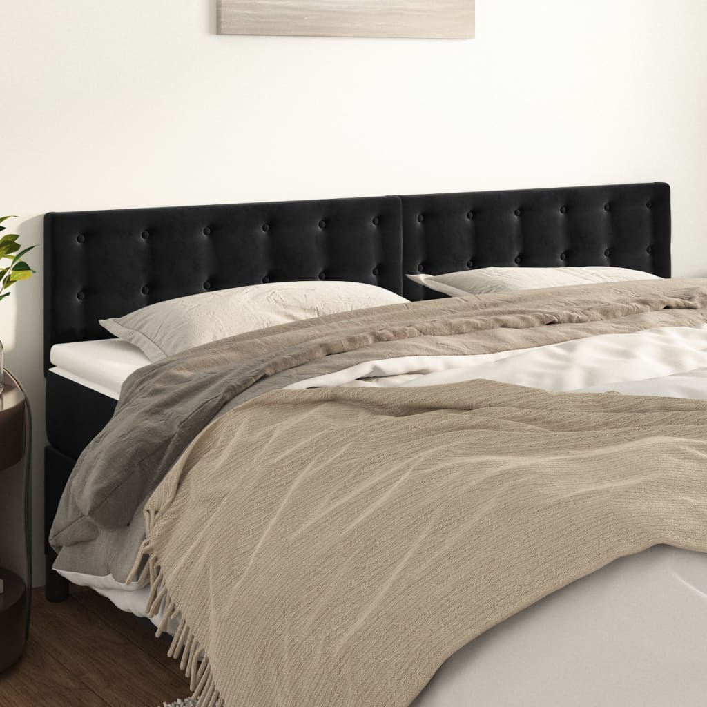 vidaXL Cabeceira de cama 2 pcs veludo 90x5x78/88 cm preto