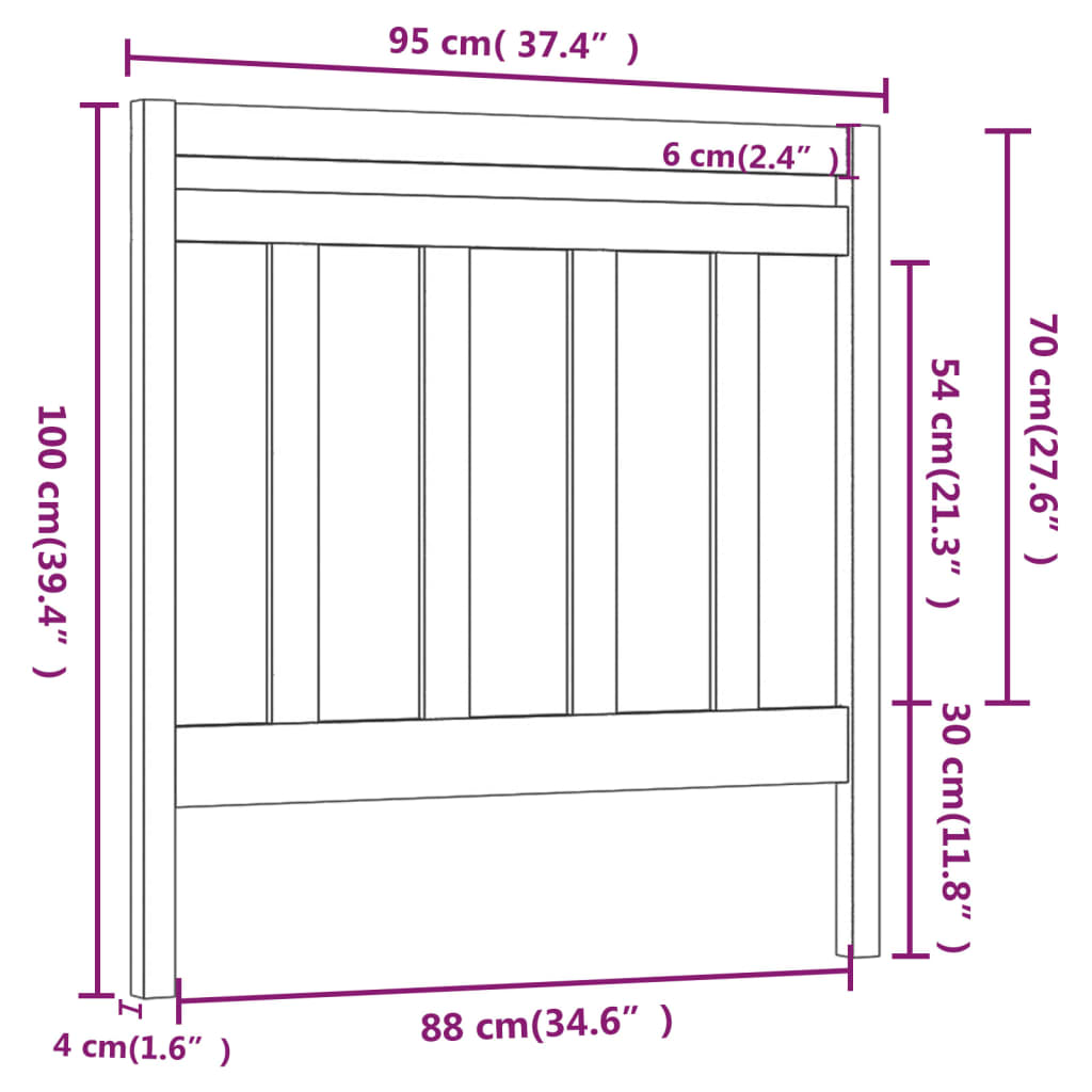 vidaXL Cabeceira de cama 95x4x100 cm pinho maciço