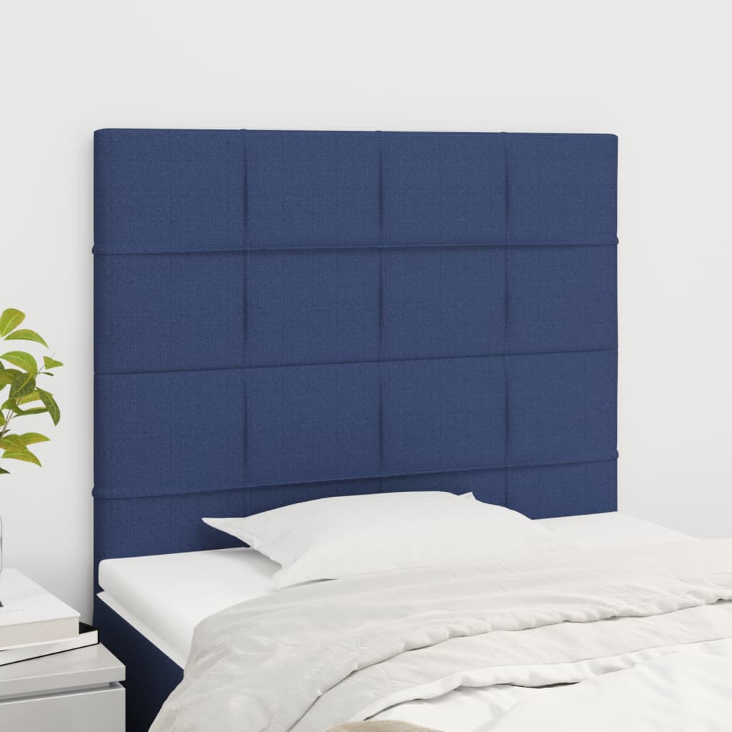 vidaXL Cabeceira de cama 2 pcs tecido 90x5x78/88 cm azul