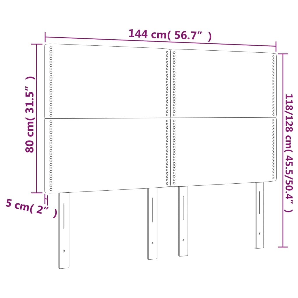 vidaXL Cabeceira de cama 4 pcs veludo 72x5x78/88 cm azul-escuro