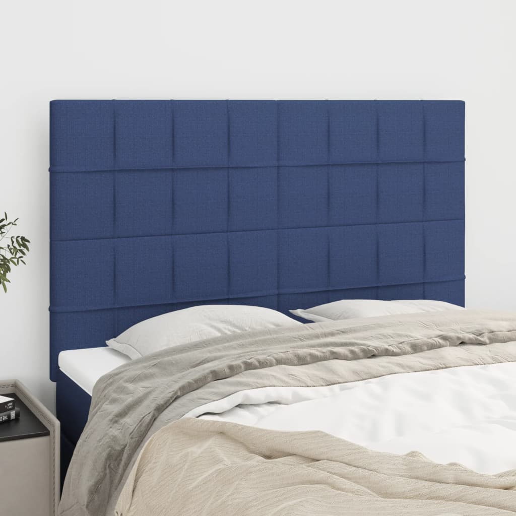 vidaXL Cabeceira de cama 4 pcs tecido 72x5x78/88 cm azul