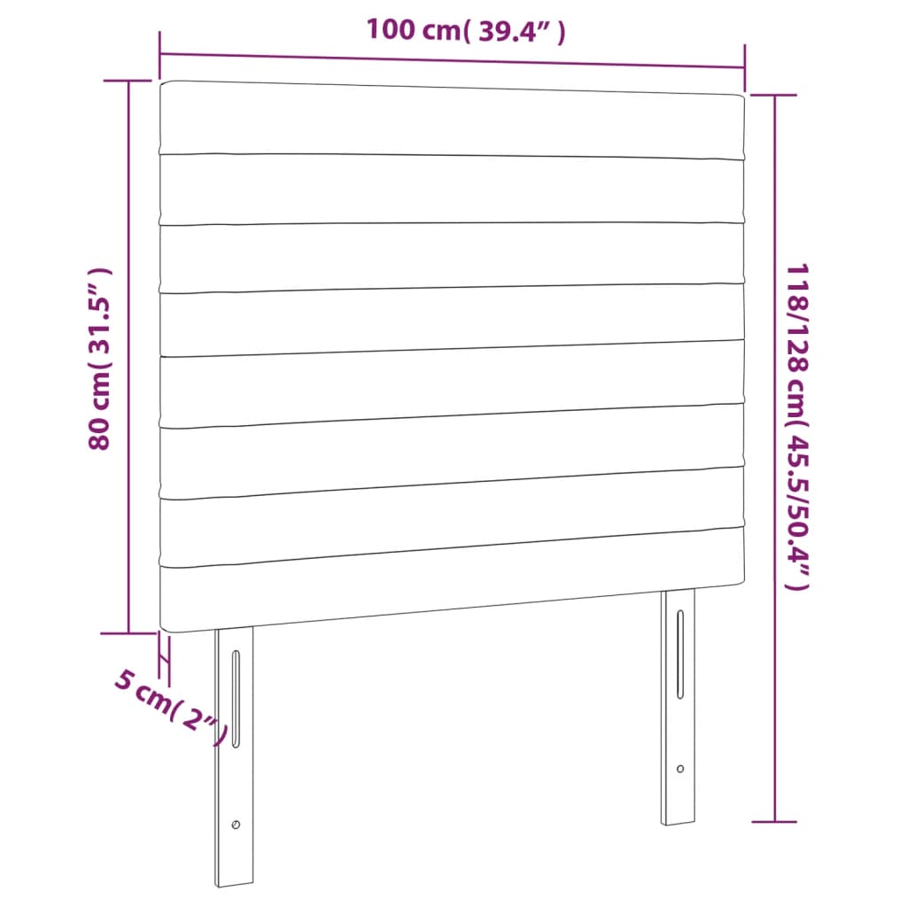 vidaXL Cabeceira de cama 2 pcs veludo 100x5x78/88 cm cinzento-claro