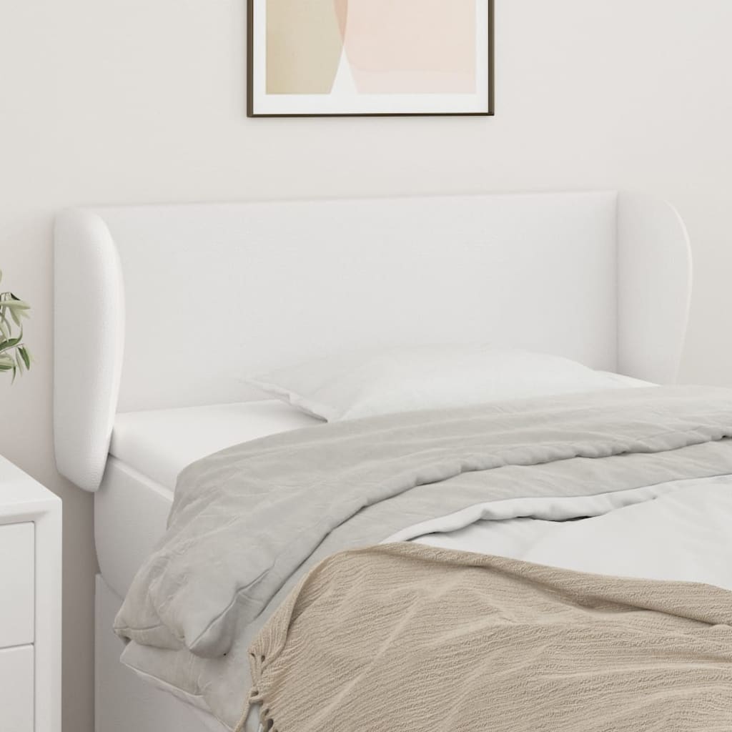 vidaXL Cabeceira cama c/ abas couro artificial 103x23x78/88 cm branco