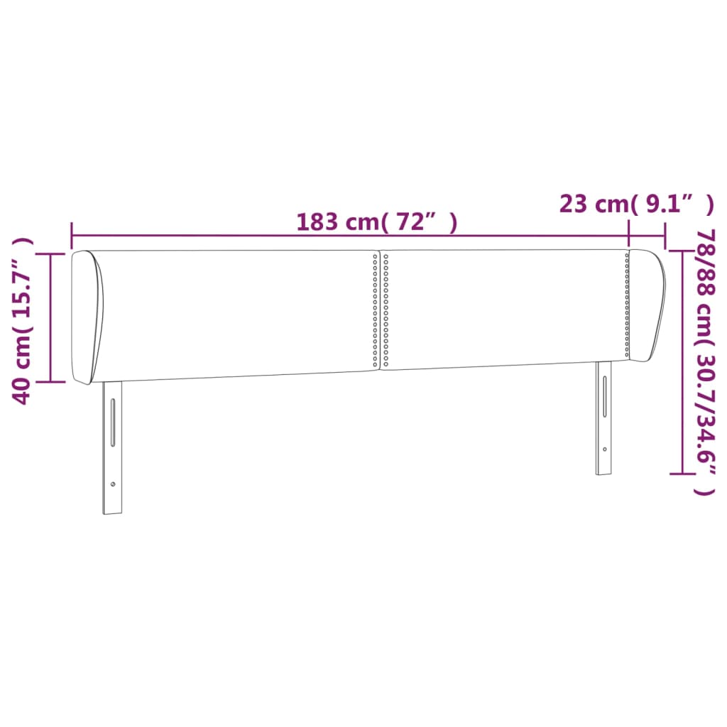 vidaXL Cabeceira de cama c/ abas couro artificial 183x23x78/88cm cinza