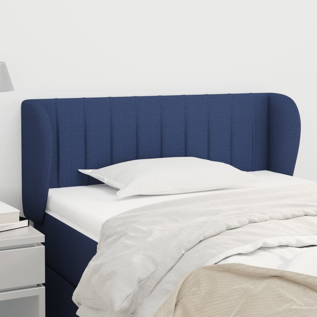 vidaXL Cabeceira de cama c/ abas tecido 93x23x78/88 cm azul