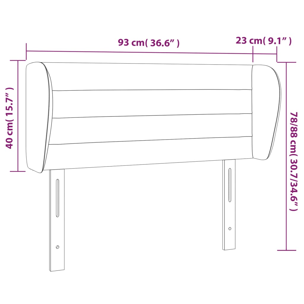 vidaXL Cabeceira de cama c/ abas tecido 93x23x78/88 cm preto