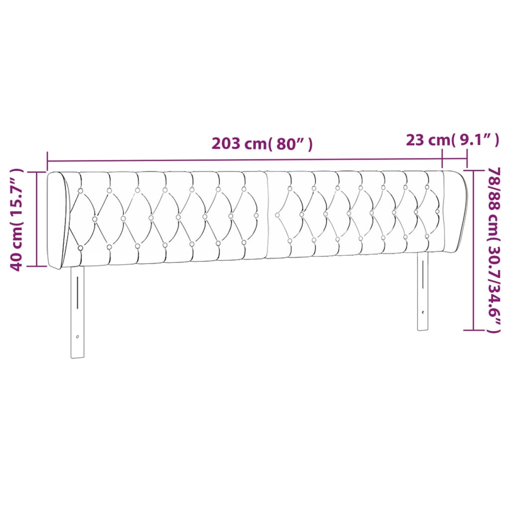 vidaXL Cabeceira cama abas tecido 203x23x78/88 cm cinzento-acastanhado