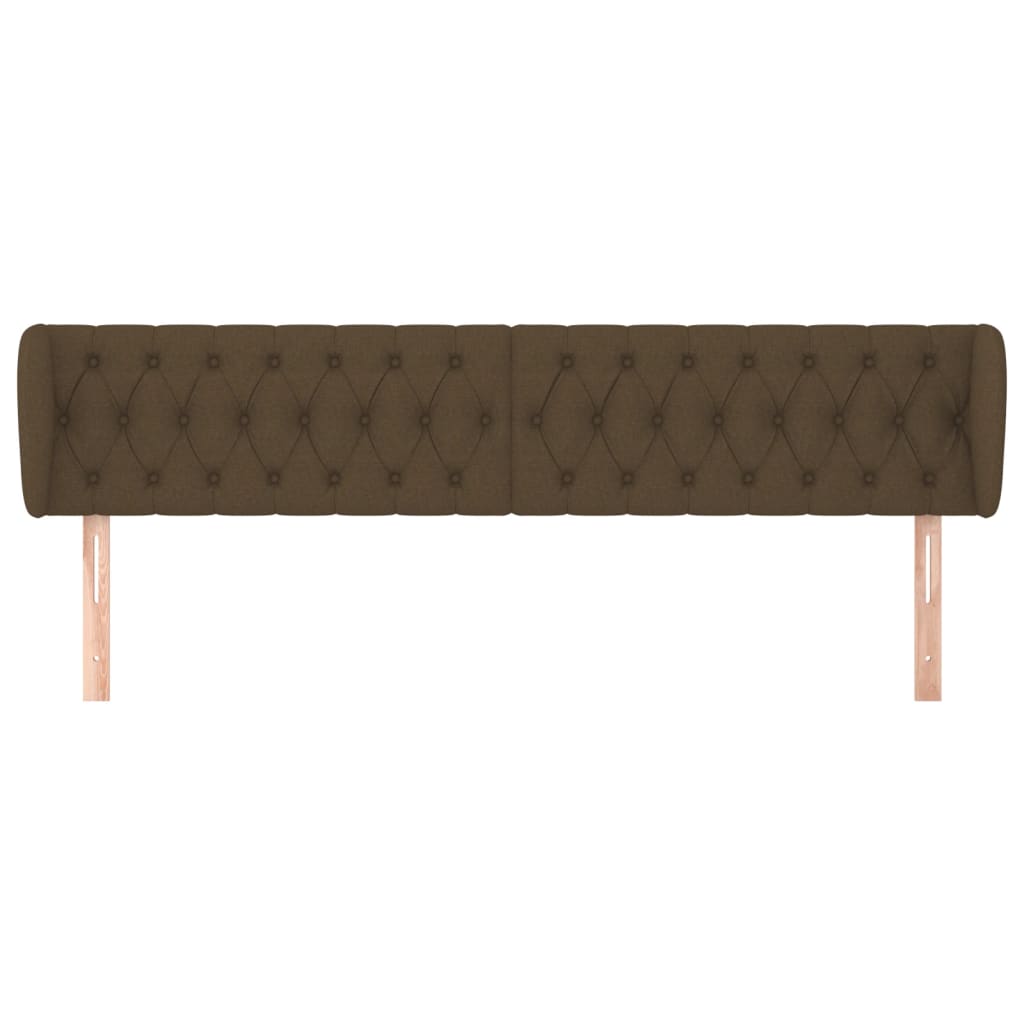 vidaXL Cabeceira de cama c/ abas tecido 183x23x78/88cm castanho-escuro