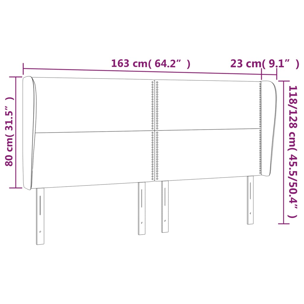 vidaXL Cabeceira cama c/ abas tecido 163x23x118/128 cm cinzento-claro