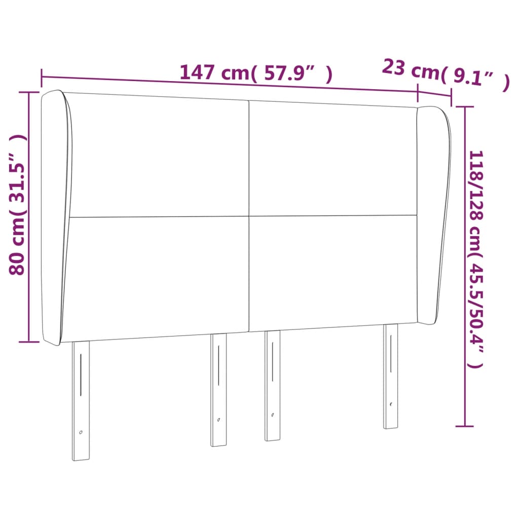 vidaXL Cabeceira cama c/ abas tecido 147x23x118/128 cm cinzento-escuro