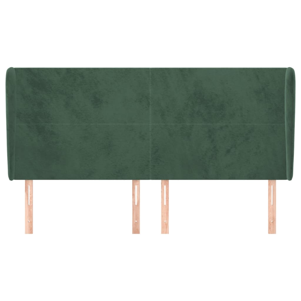 vidaXL Cabeceira cama c/ abas veludo 183x23x118/128 cm verde-escuro