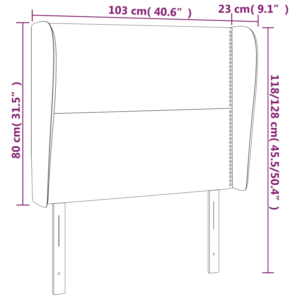 vidaXL Cabeceira de cama c/ abas tecido 103x23x118/128 cm preto