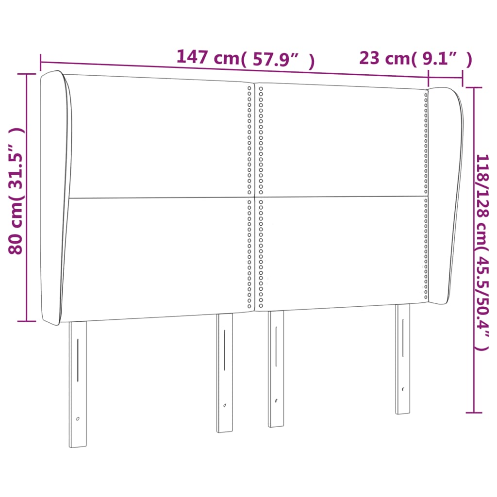 vidaXL Cabeceira de cama c/ abas veludo 147x23x118/128 cm rosa