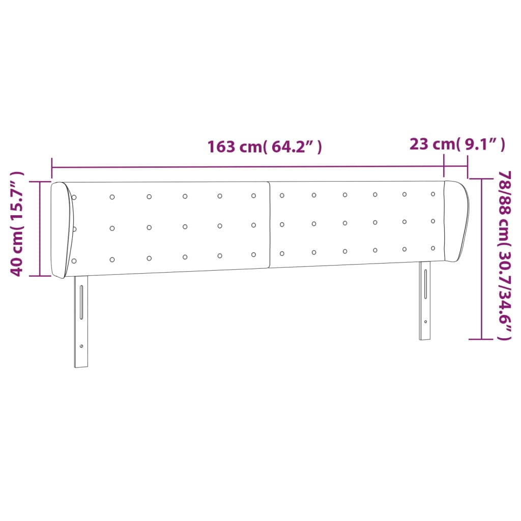 vidaXL Cabeceira de cama c/ abas tecido 163x23x78/88 cm cinzento-claro