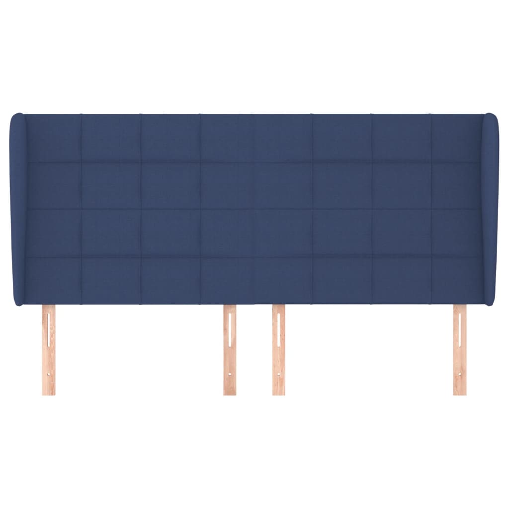 vidaXL Cabeceira de cama c/ abas tecido 203x23x118/128 cm azul