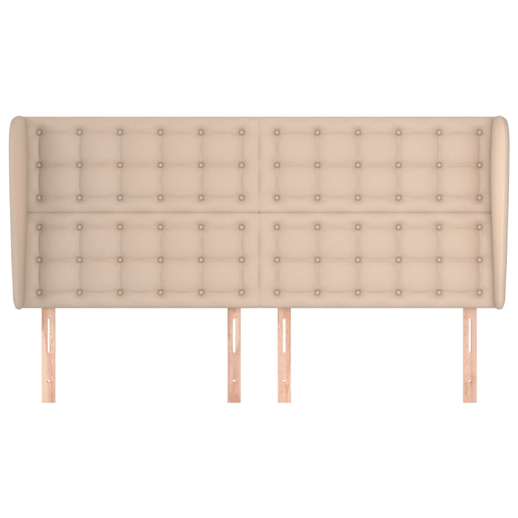 vidaXL Cabeceira cama c/ abas couro artif. 183x23x118/128cm cappuccino