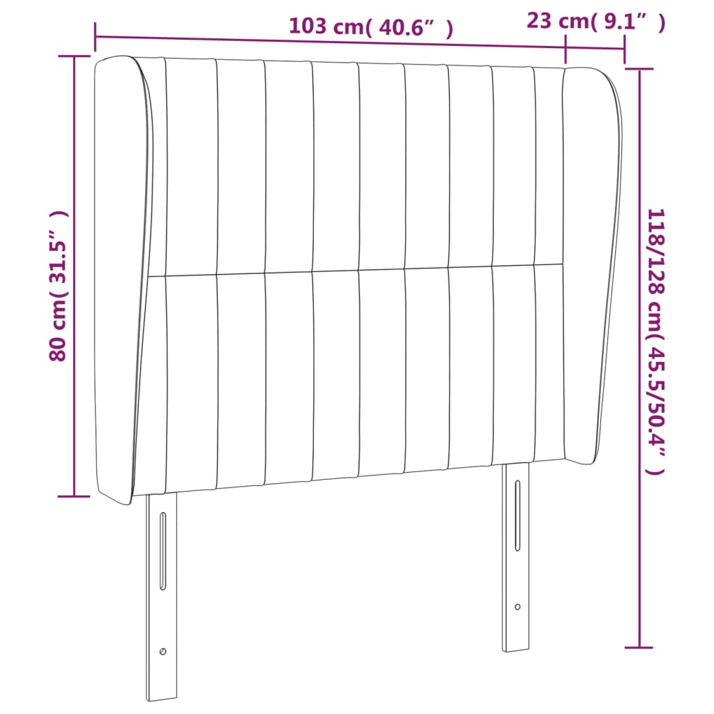 vidaXL Cabeceira cama c/ abas tecido 103x23x118/128 cm castanho-escuro