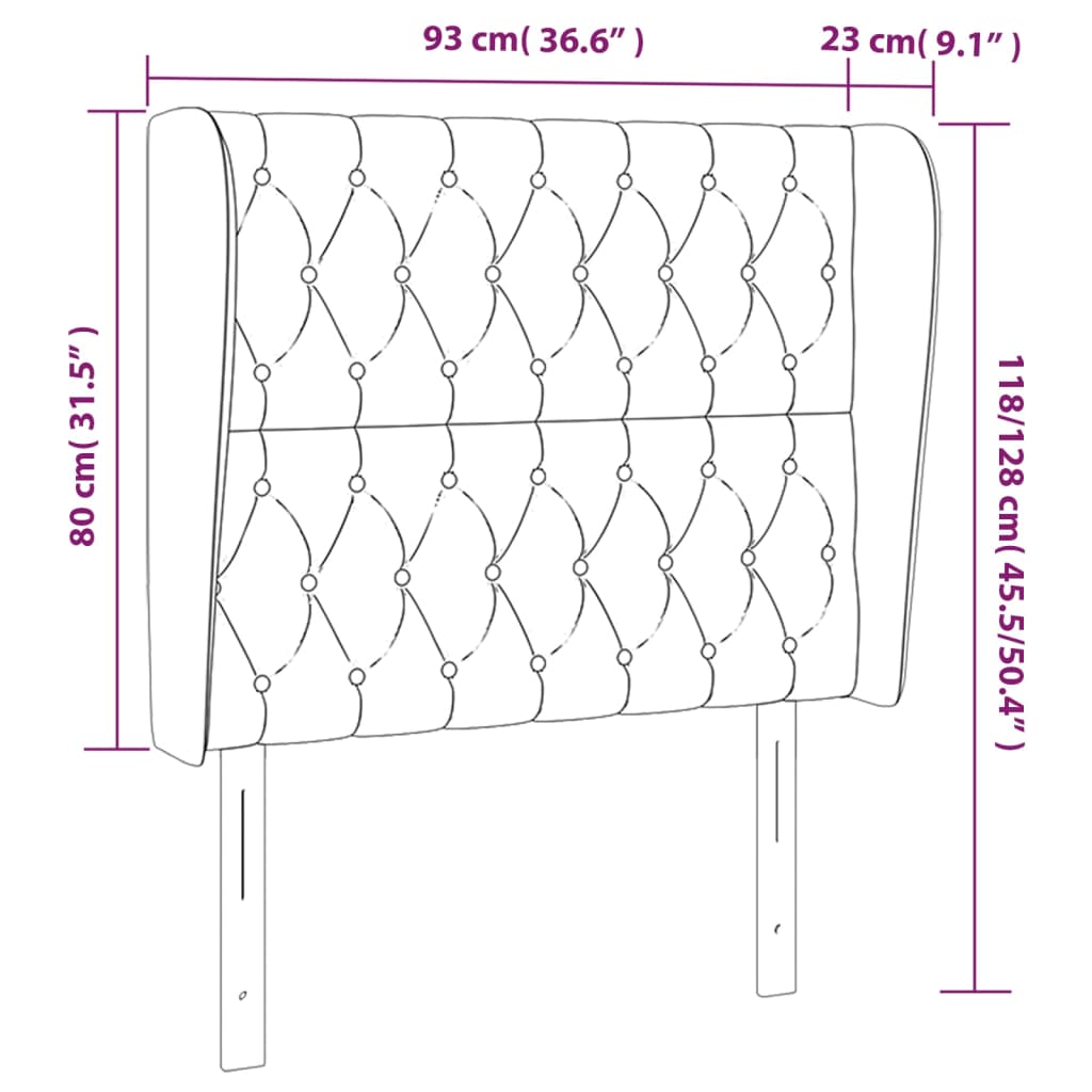 vidaXL Cabeceira de cama c/ abas veludo 93x23x118/128 cm rosa