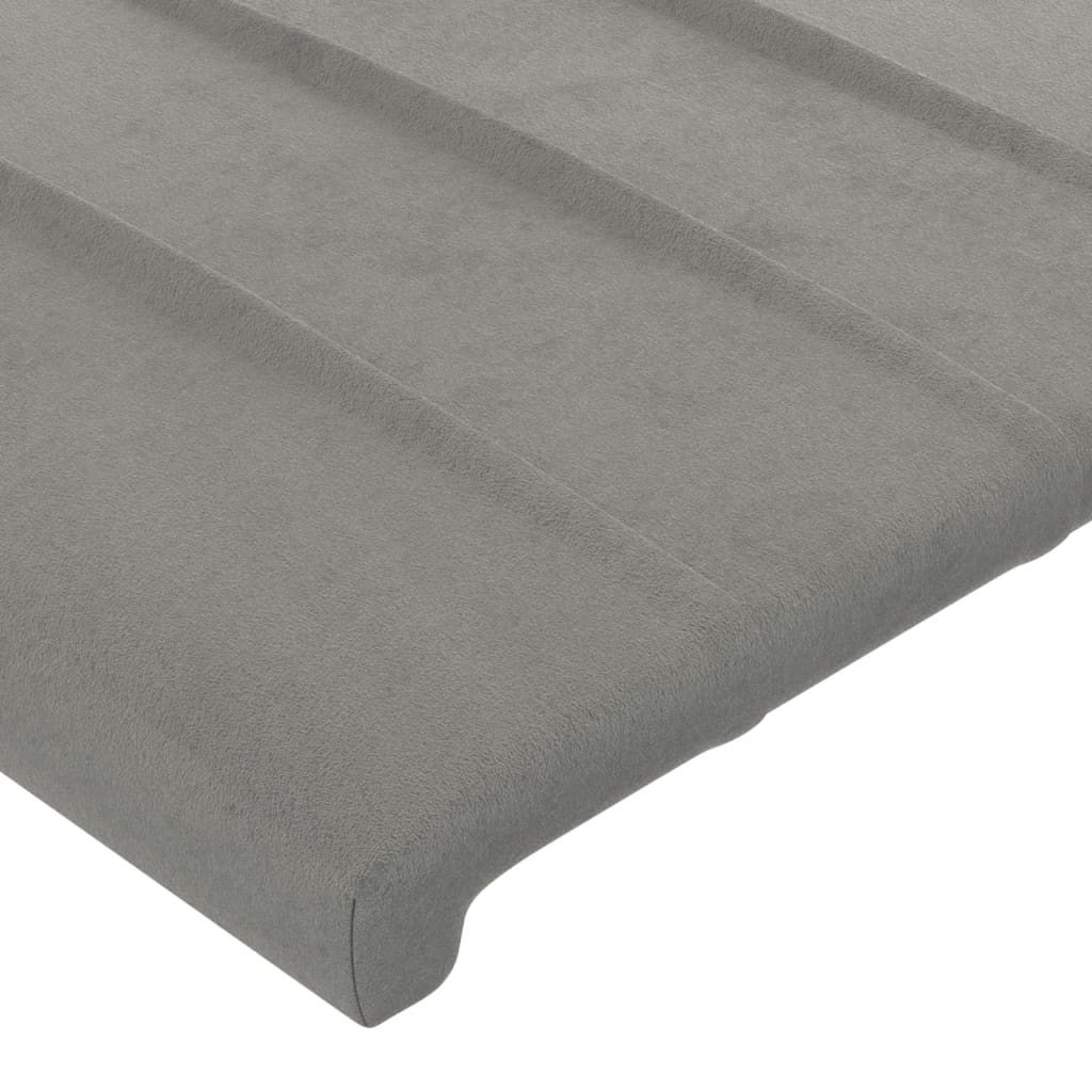 vidaXL Cabeceira cama c/ abas veludo 163x23x118/128 cm cinzento-claro