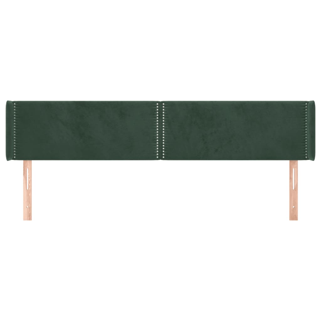 vidaXL Cabeceira de cama c/ abas veludo 203x16x78/88cm verde-escuro