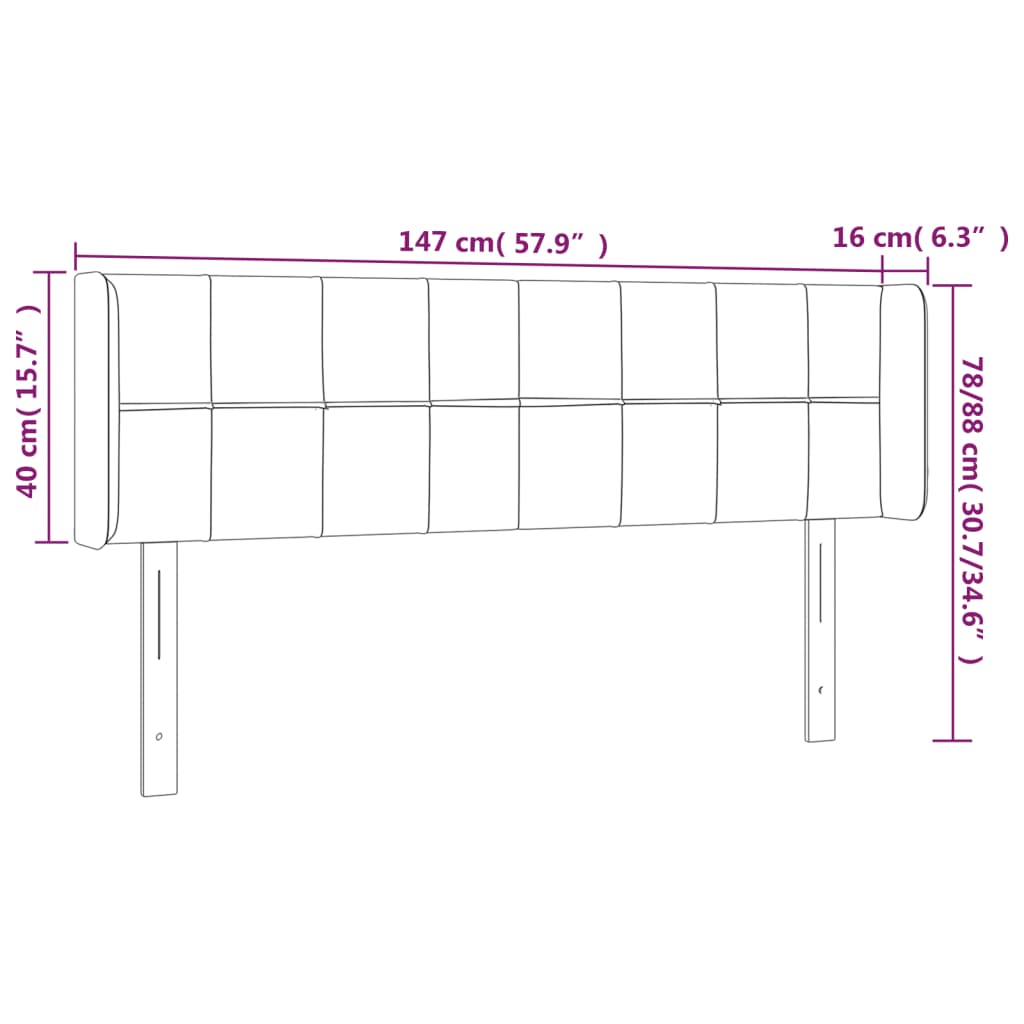 vidaXL Cabeceira de cama c/ abas tecido 147x16x78/88cm cinzento-escuro