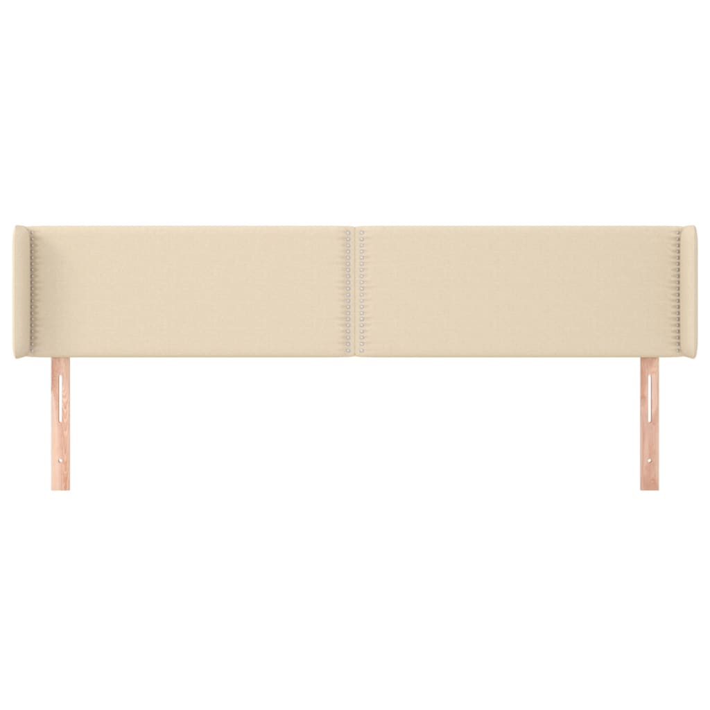 vidaXL Cabeceira de cama c/ abas tecido 203x16x78/88 cm creme