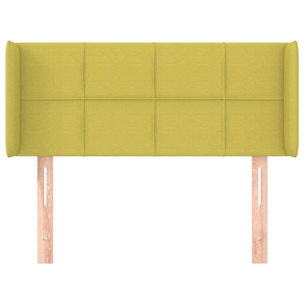 vidaXL Cabeceira de cama c/ abas tecido 103x16x78/88 cm verde