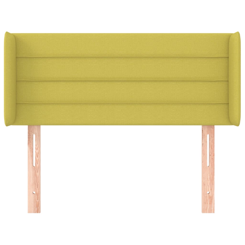 vidaXL Cabeceira de cama c/ abas tecido 83x16x78/88 cm verde