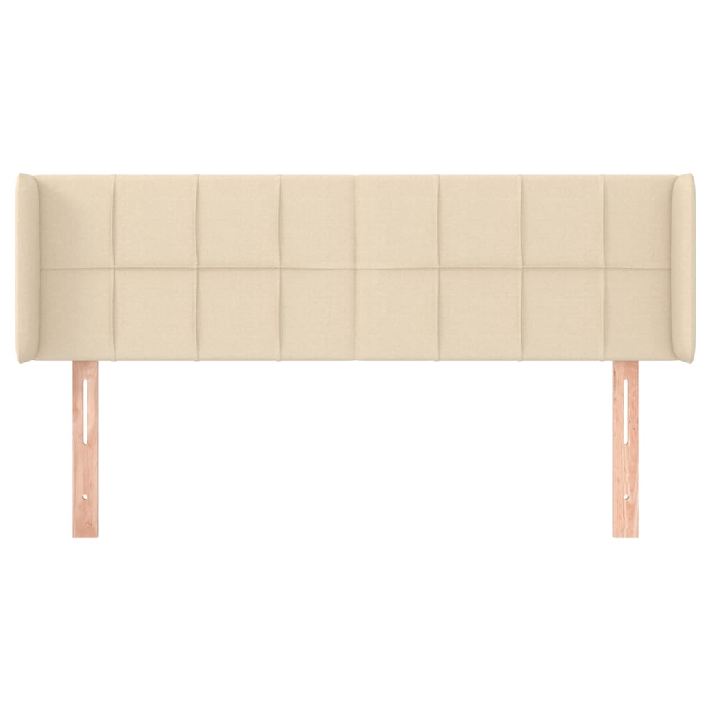 vidaXL Cabeceira de cama c/ abas tecido 147x16x78/88 cm creme