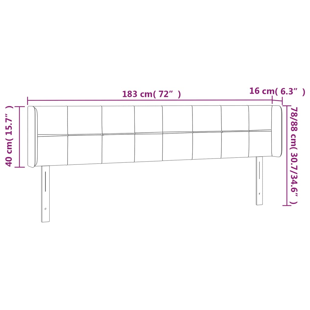 vidaXL Cabeceira cama abas tecido 183x16x78/88 cm cinzento-acastanhado