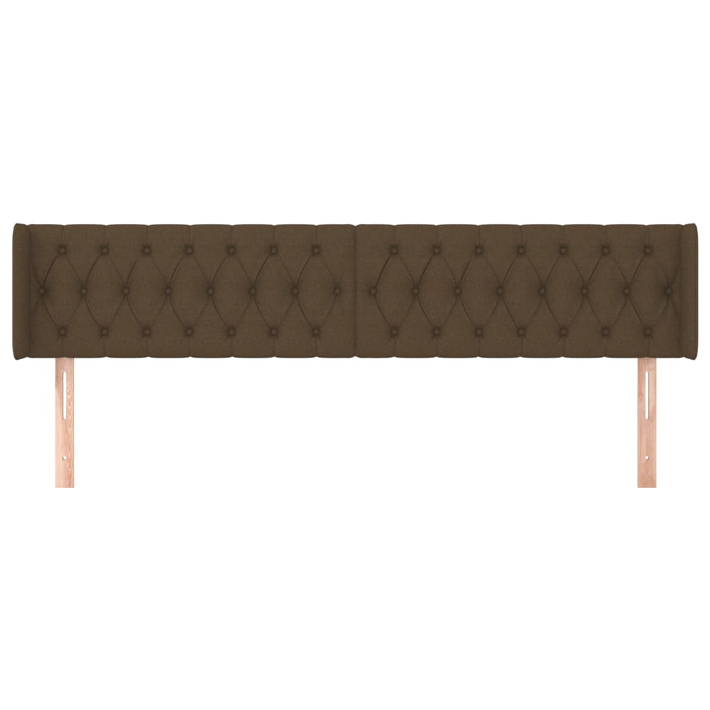 vidaXL Cabeceira de cama c/ abas tecido 203x16x78/88cm castanho-escuro