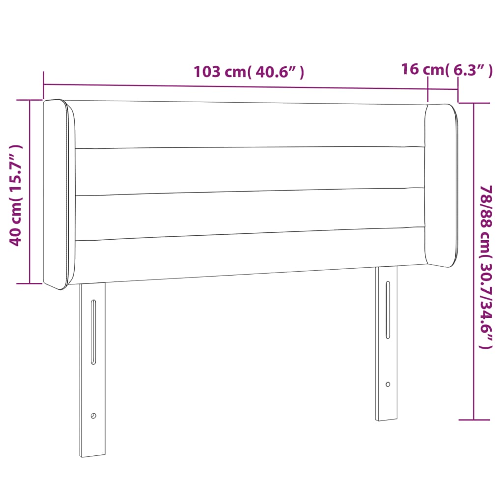 vidaXL Cabeceira de cama c/ abas veludo 103x16x78/88cm cinzento-escuro