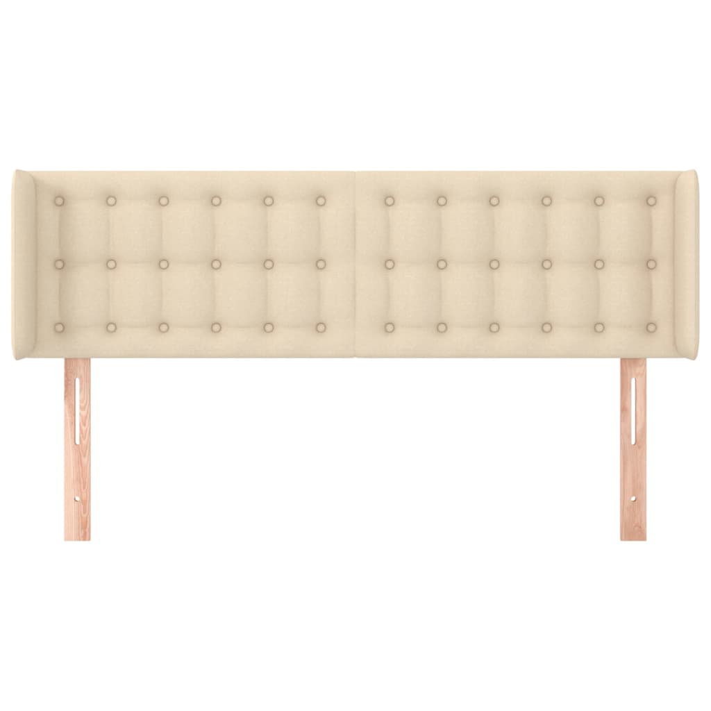 vidaXL Cabeceira de cama c/ abas tecido 147x16x78/88 cm creme