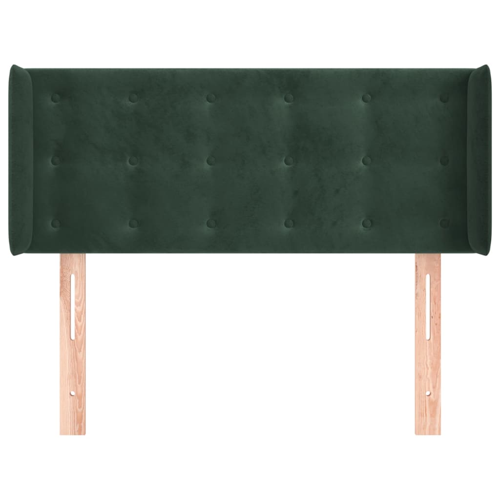 vidaXL Cabeceira de cama c/ abas veludo 103x16x78/88cm verde-escuro