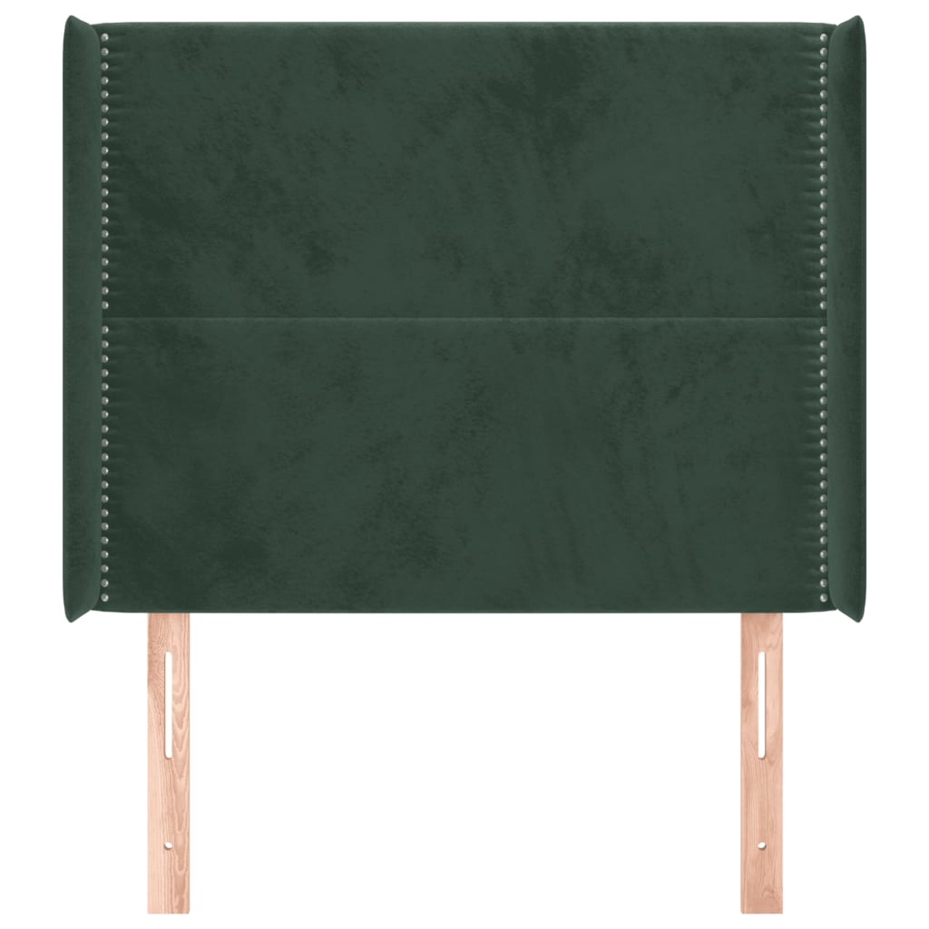 vidaXL Cabeceira cama c/ abas veludo 83x16x118/128 cm verde-escuro