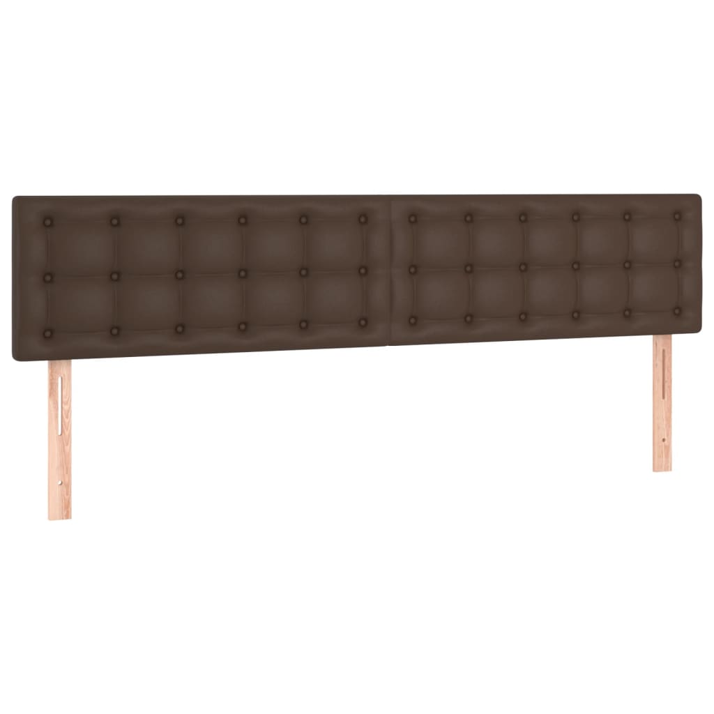 vidaXL Cabeceira cama c/ LED 160x5x78/88cm couro artificial castanho