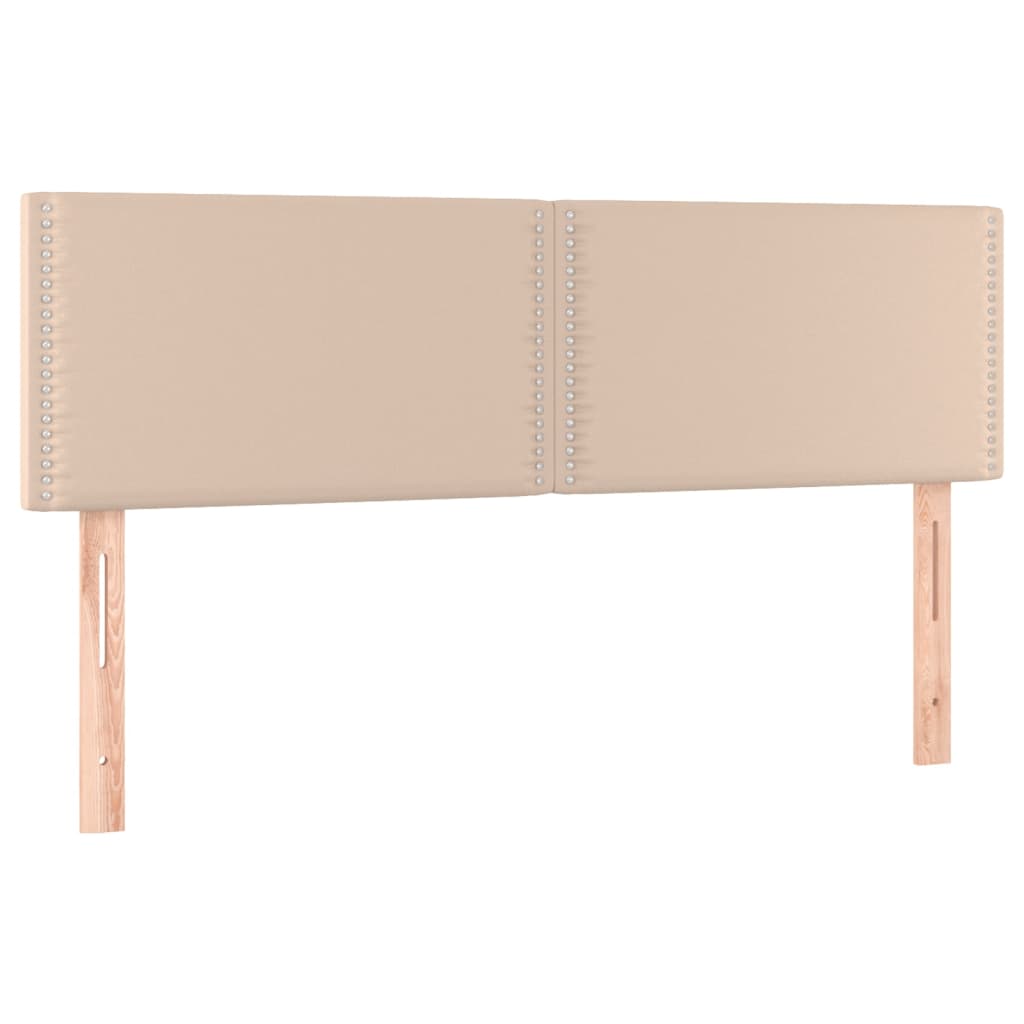 vidaXL Cabeceira cama c/ LED couro artificial 144x5x78/88cm cappuccino