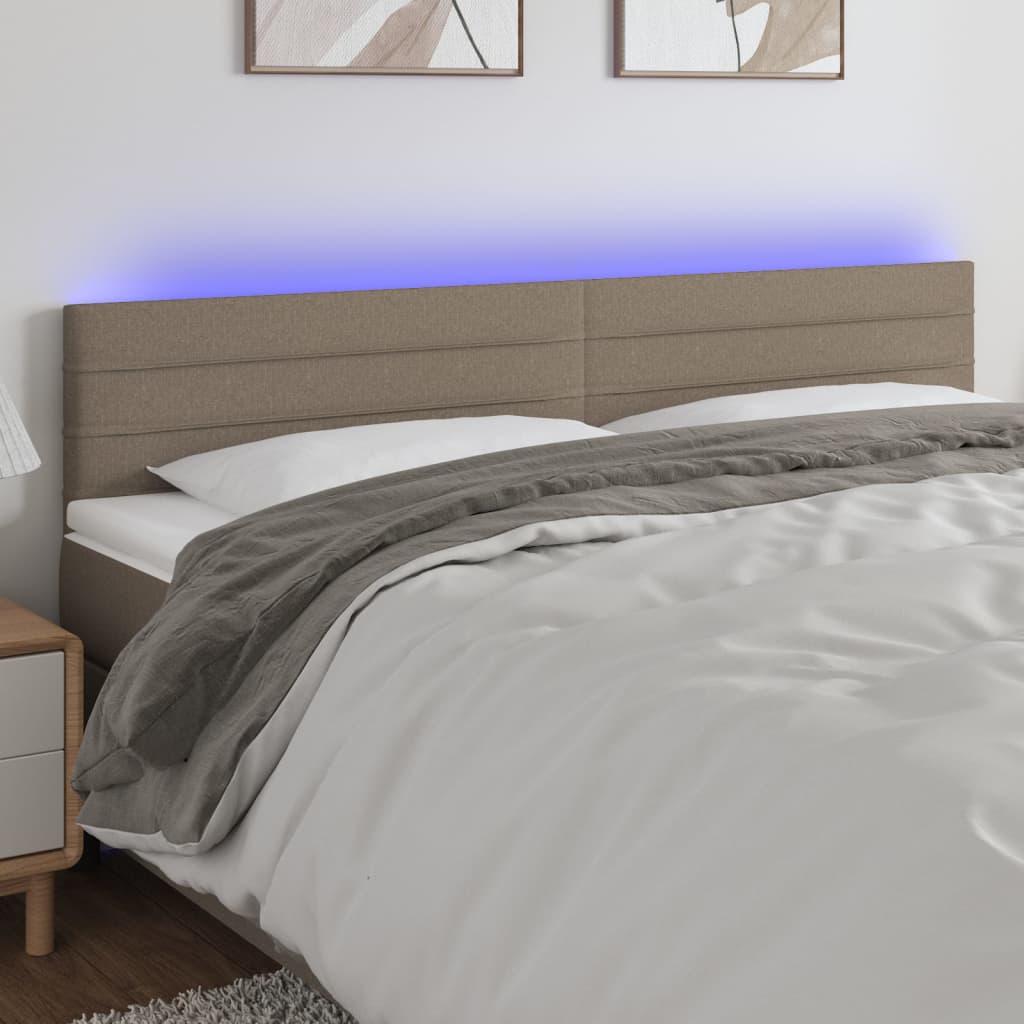 vidaXL Cabeceira cama luzes LED tecido 180x5x78/88cm cinza-acastanhado