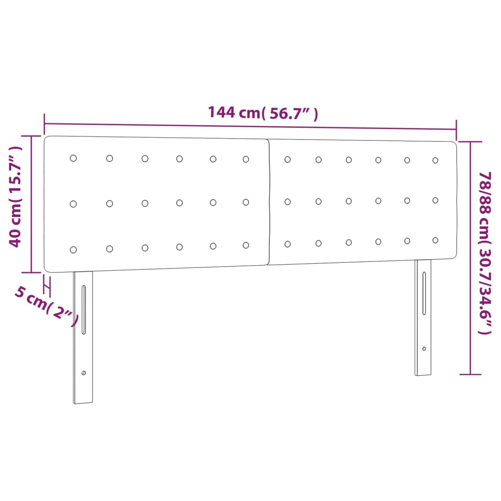 vidaXL Cabeceira cama c/ LED couro artificial 144x5x78/88cm cappuccino