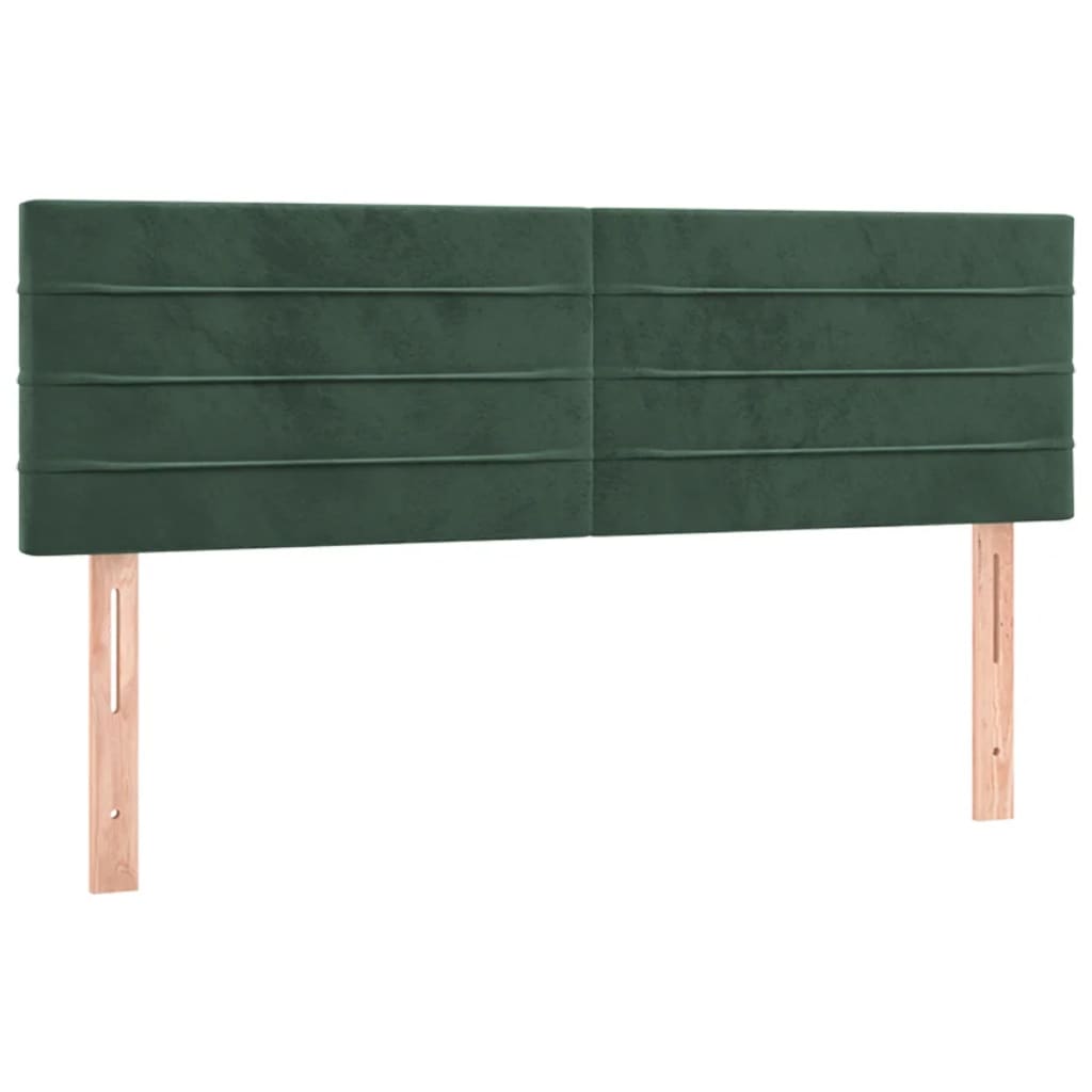 vidaXL Cabeceira de cama c/luzes LED veludo 144x5x78/88cm verde-escuro