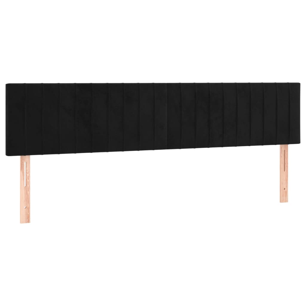 vidaXL Cabeceira de cama c/ luzes LED veludo 180x5x78/88 cm preto