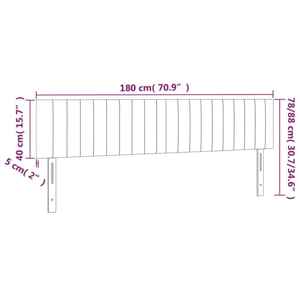 vidaXL Cabeceira de cama c/ luzes LED veludo 180x5x78/88 cm preto