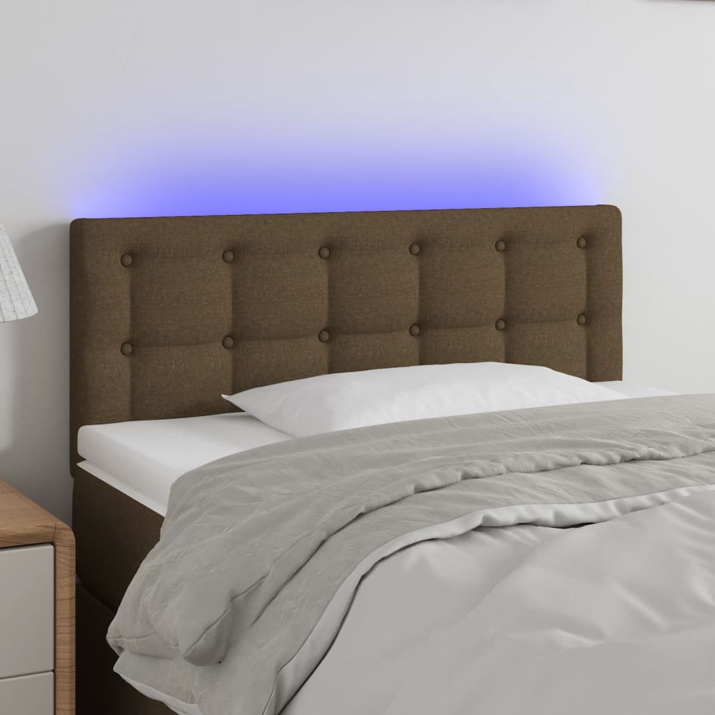 vidaXL Cabeceira de cama c/ luzes LED tecido 80x5x78/88 cm castanho