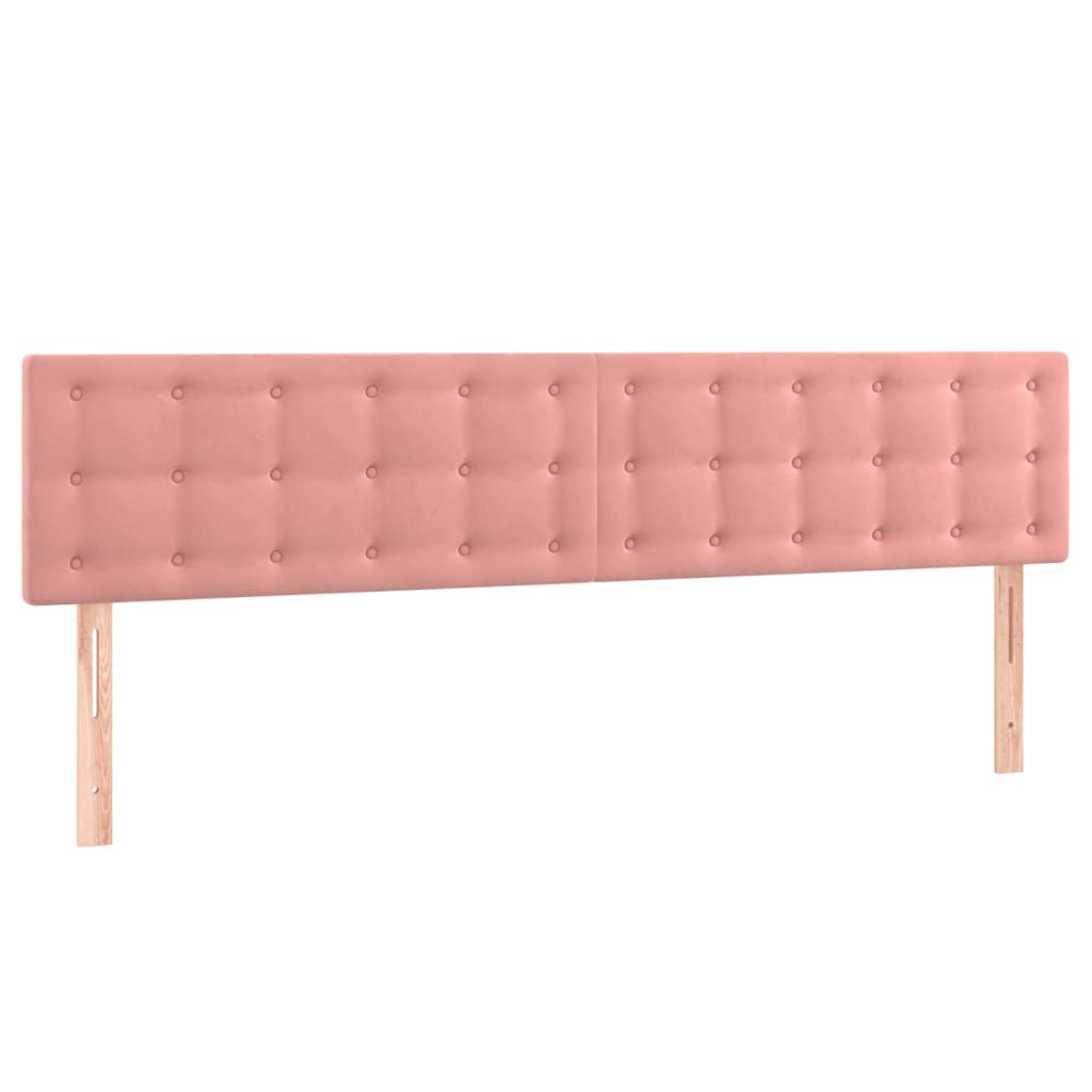 vidaXL Cabeceira de cama c/ luzes LED veludo 180x5x78/88 cm rosa